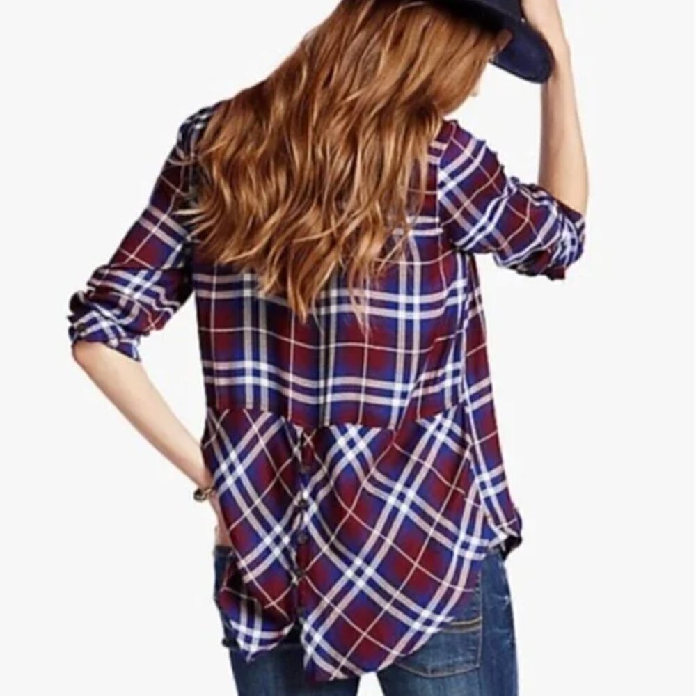 Lucky‎ Brand Bungalow Red & Blue Plaid Button Down Flannel M